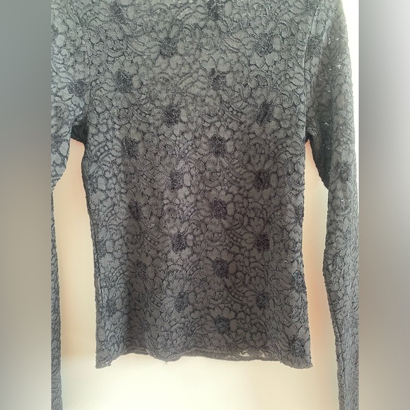 Free People Intimately Black Cloud Ride Notch Lace Long Sleeve Top Size M - Picture 12 of 12